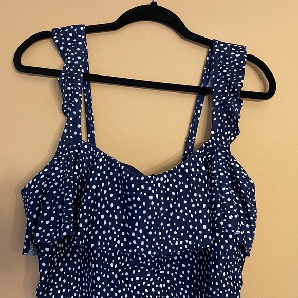Brand: Kona Sol Women's Polka Dot Ruffle Shoulder One Piece Swimsuit - Picture 6 of 11
